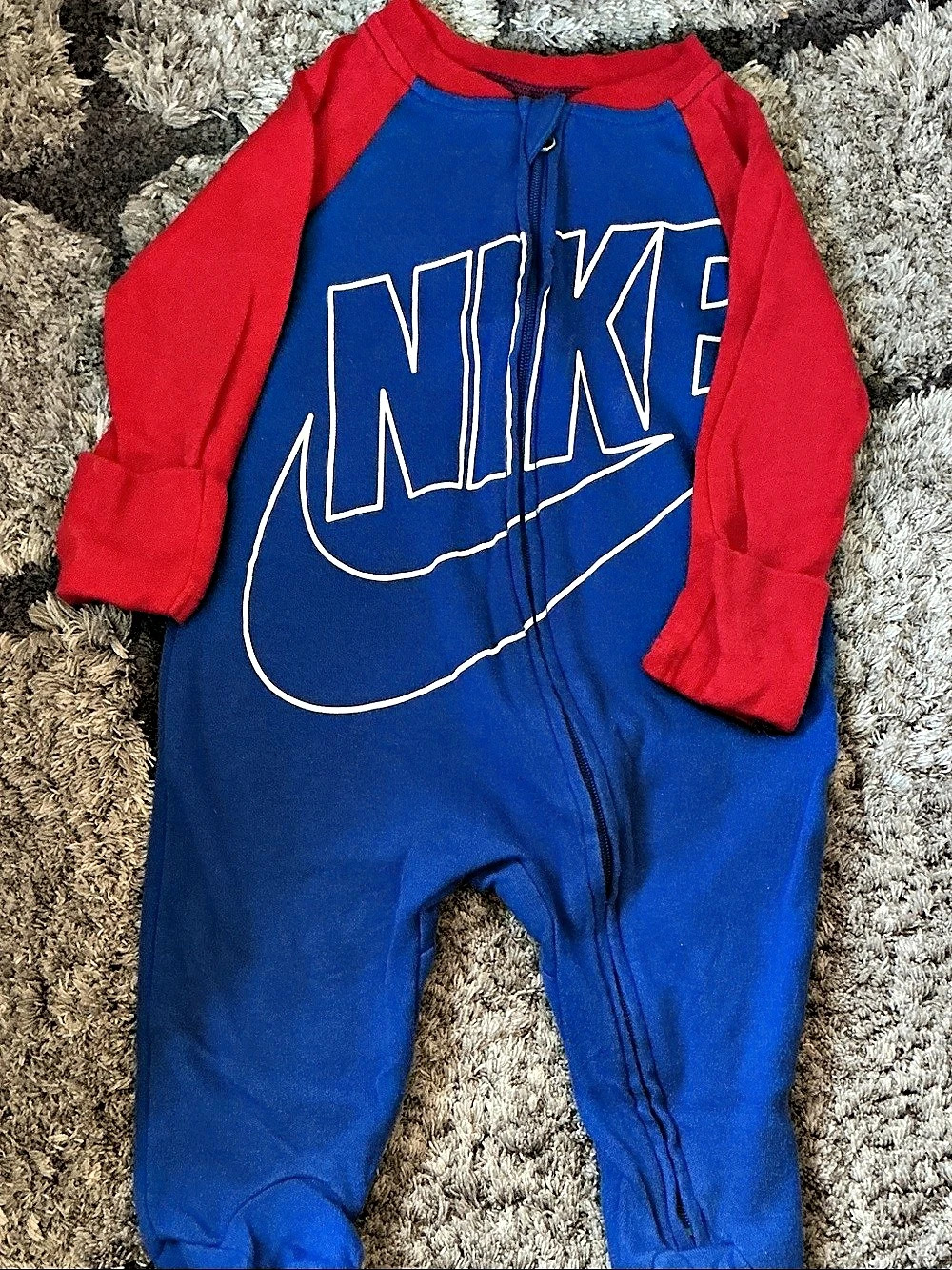 Nike Infant Full-Zip Footed Coverall Baby 3M Blue & Red